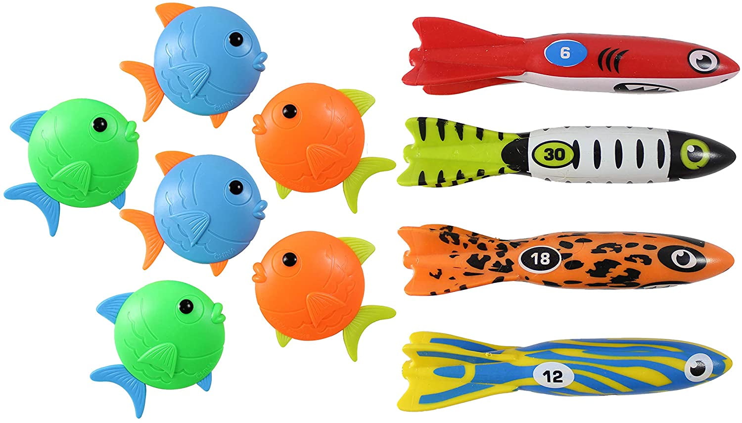 Bundle 10 Fish & Shark Pool Dive Toys Pool, Beach and Bath Toy Dives