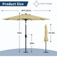 thumbnail image 5 of EastVita 9Ft Patio Umbrella - 8 Sturdy Ribs Outdoor Table Umbrella with Crank Lift & Push Button Tilt - Market Umbrella for Pool, Deck, Yard, Garden, 5 of 7