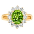 thumbnail image 5 of 2.72 ct Oval Cut Natural Peridot with Simulated Diamond Halo Accents 14K Yellow Gold Womens Engagement Ring, 5 of 6