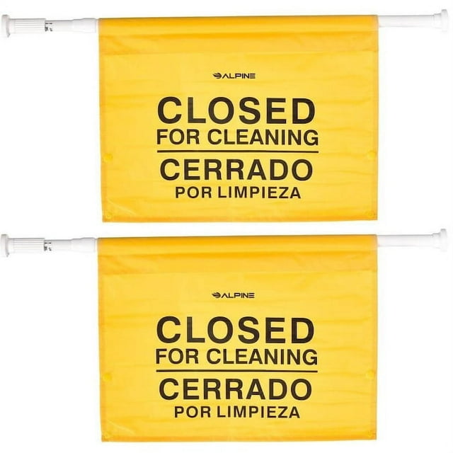 Alpine Industries 18 in. Safety Hanging Sign with Multi-Lingual Closed for Cleaning Imprint (2-Pack)