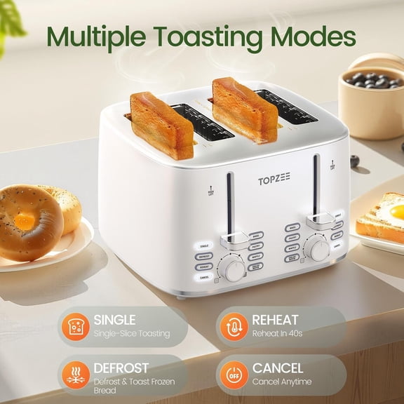 Topzee Toaster 4 Slice, White