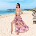 thumbnail image 6 of FORMRS Womens Long Sarong Beach Wrap Semi-Sheer Bikini Skirt Bathing Swimsuit Cover Up, Cute Doughnuts Pattern, 6 of 7