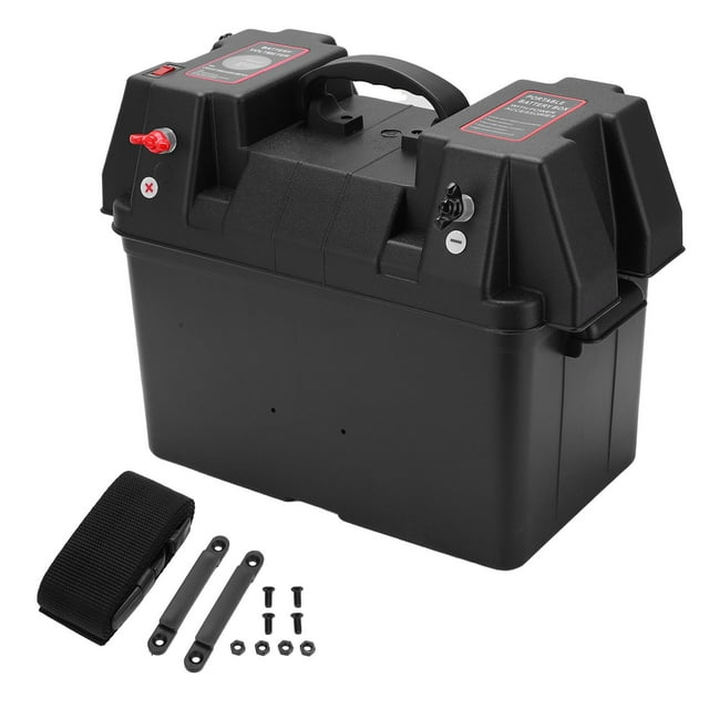 Caja de batería de respaldo para motor, centro de energía, accesorio marino portátil con voltímetro para coche, caravana, yate, barco, 12 V