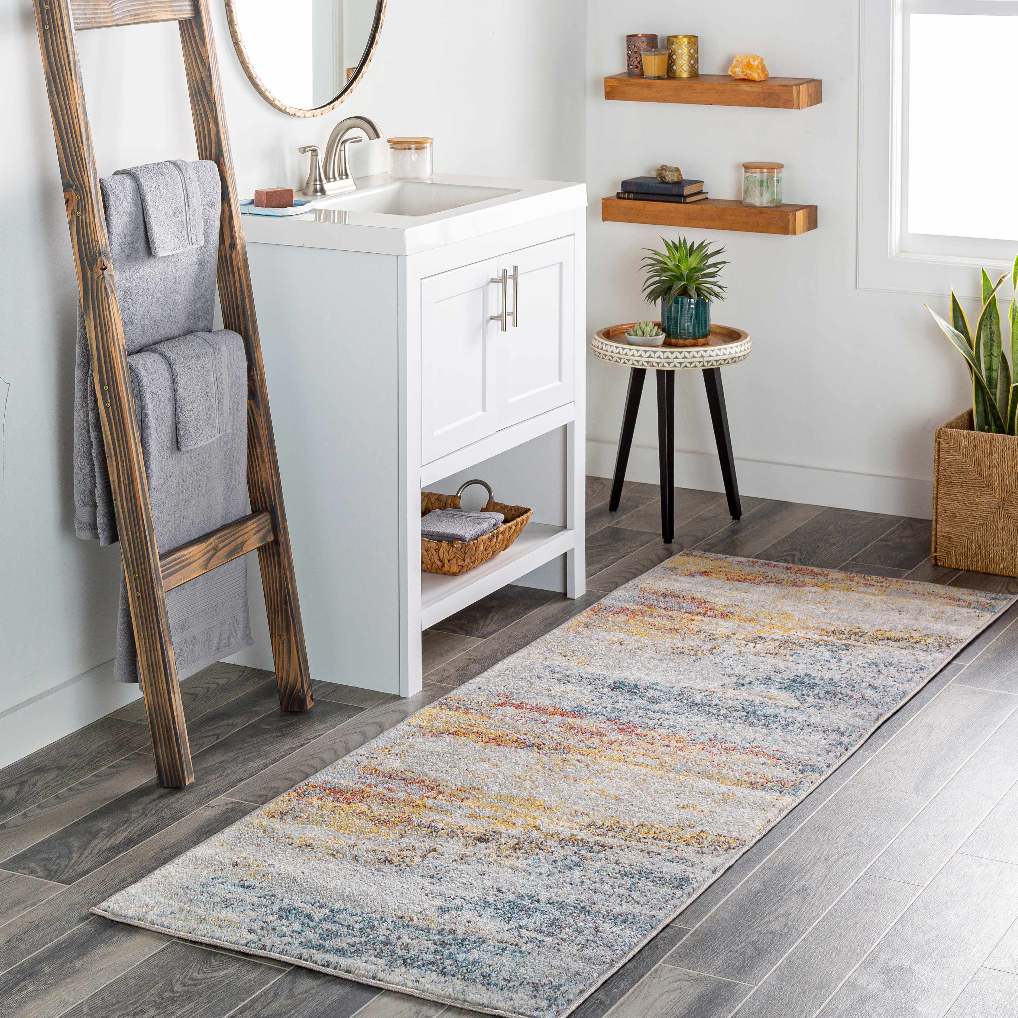 BoutiqueRugs Alexandra Contemporary Area Rug - Navy, Ice Blue, Gray - 7'10" Round