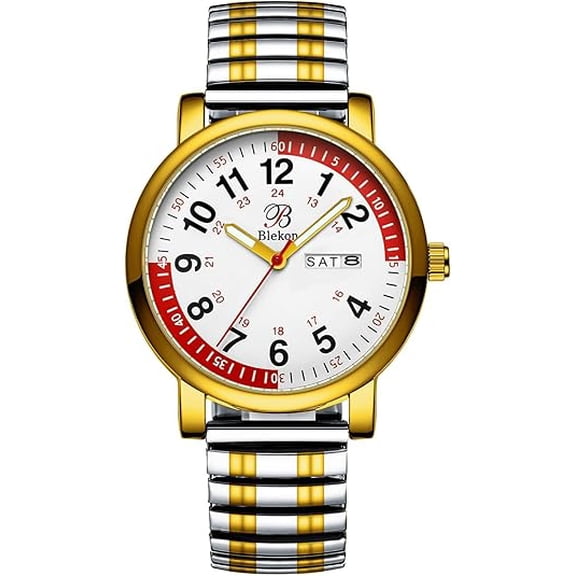 Blekon Original Nurse Watch - Multiple Color Stretch Bands, Easy Read Dial and Pulsometer, Second Hand, Water Resistant Watch