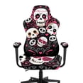 thumbnail image 3 of Whosucclay Skull Heart Music Note Print Gaming Chair Covers, with Armrest Cover Computer Chairs Slipcovers Stretchable Elastic Machine Washable Gaming Chair Seat Cover Valentine's Day Decor, 3 of 8