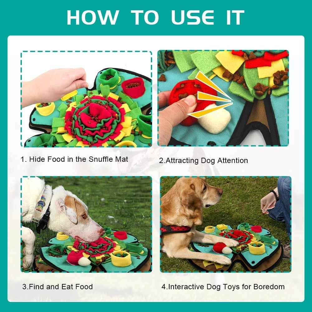 Snuffle Mat for Dogs,19" x 19" Interactive Dog Puzzle Toys Encourages Natural Foraging Skills,Durable Dog Feeding Mat for Boredom and Mental Stimulation for Large, Medium and Small Dogs