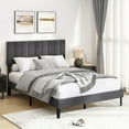 thumbnail image 2 of Costway Full Size Bed Frame with Height Adjustable Vertical Channel Headboard, Noise Free Gray, 2 of 10
