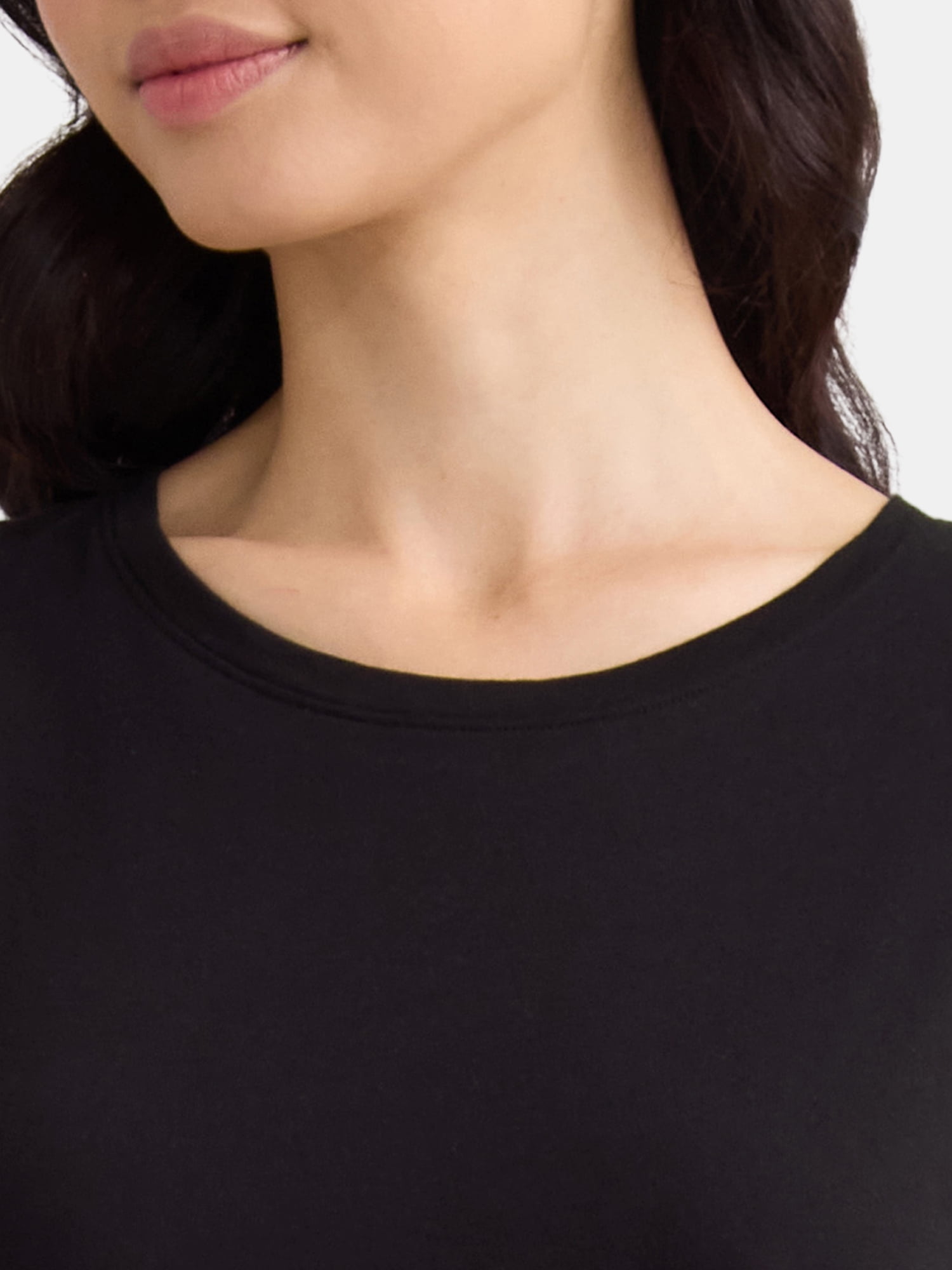 Time and Tru Women's Cotton Crewneck Tee with Short Sleeves, Size XS-XXXL