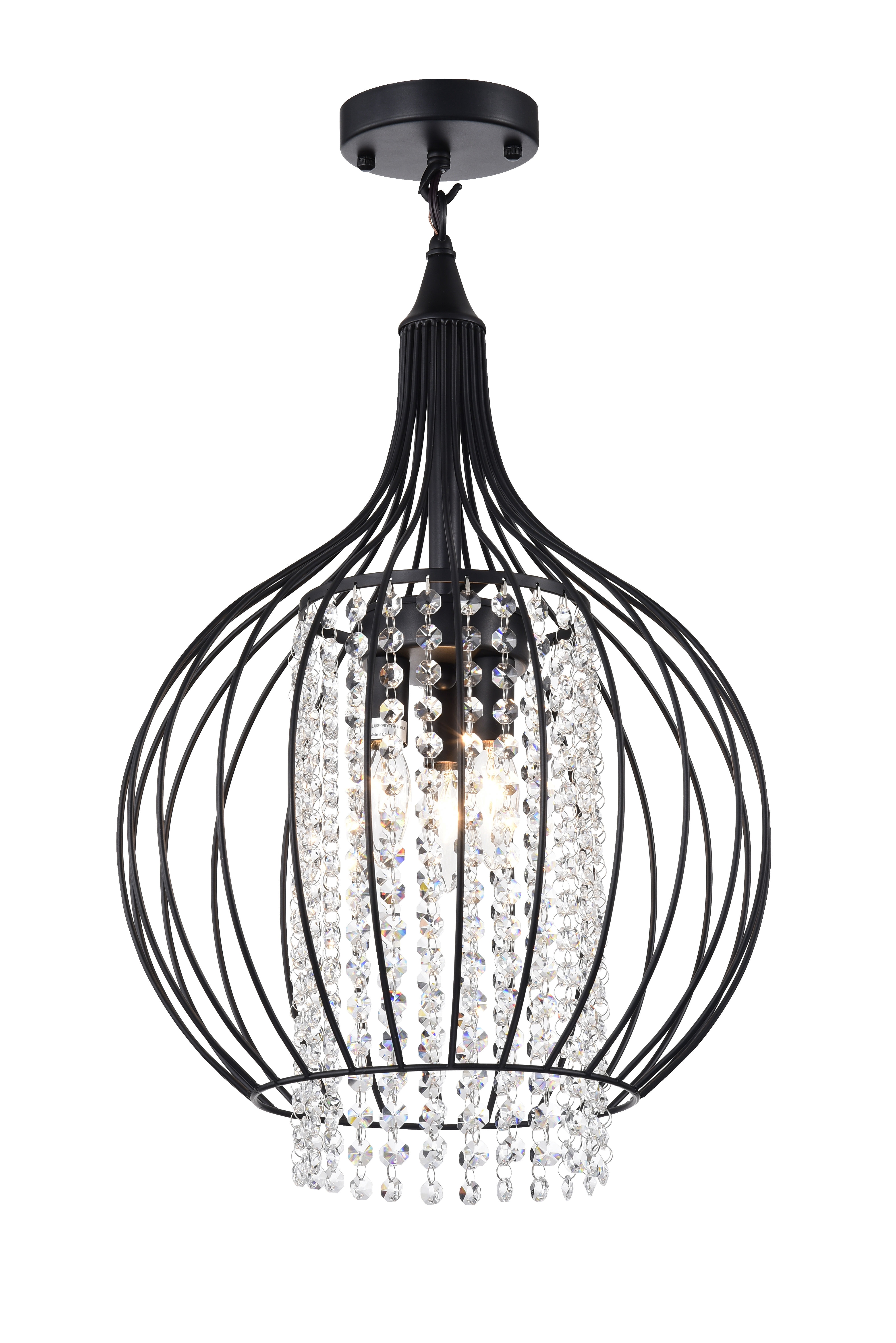 Rena Matte Black 3-light Chandelier