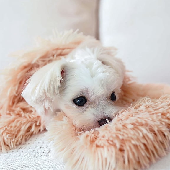 RENACLIPY Long Plush Pet Dog Cat Blanket Khaki Sleep Cushion Mat Soft Comfortable