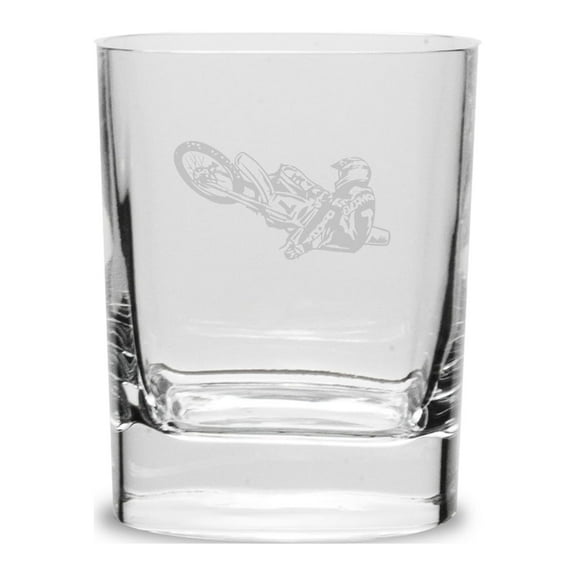 Motocross 11.75 oz. Deep Etched Double Old Fashioned Glass
