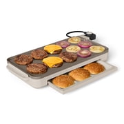 Bella 10 x 18 Nonstick Ceramic Griddle with Warming Tray, Oatmilk