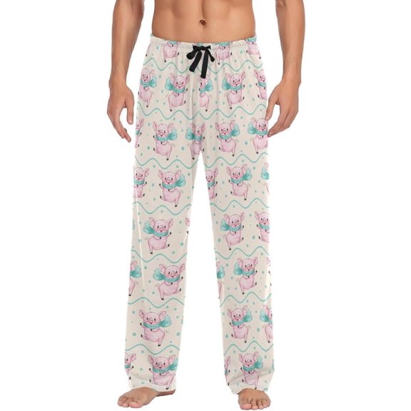 GZHJMY Pig Pajama Pants for Men, Lounge Pants Lightweight Men Pajama Bottoms with Drawstring Pockets, Christmas New Year Birthday Gifts, Medium