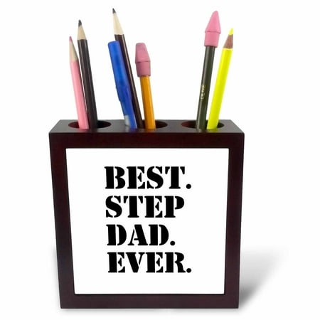 3dRose Best Step Dad Ever - Gifts for family and relatives - stepdad - stepfather - Good for Fathers day, Tile Pen Holder, (Ergonomic Pen Best Ever)