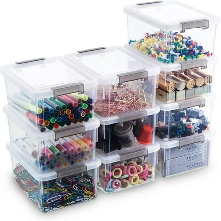 Citylife 1.3 Qt Small Storage Bin With Lid Plastic For Kids Craft Toy Sewing Organizer10 Packs 6.9&Quot;Lx5&Quot;Wx3&Quot;H