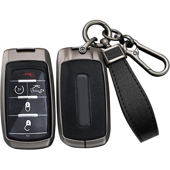 Key Fob Cover Compatible with Ram 1500 2500 3500 4500 5500 Leather Keychain Case Holder Protector,Black
