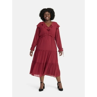 Lands' End Ladies' Tiered Midi Dress Blue XS - Walmart.com