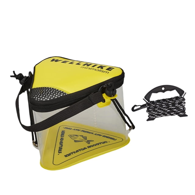 Cubo de pesca, cubo para peces, contenedor para peces , para viajes al aire libre y acampadas. Amarillo
