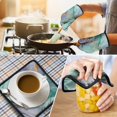 thumbnail image 4 of Green Purple Gold Marble Pattern Kitchen Oven Mitt and Pot Holder Sets 4 Pcs for Baking, Cooking and Grilling, Heat Resistant Up To 392 °F, 4 of 7