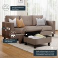 thumbnail image 3 of Walsunny Convertible Sectional Sofa Couch, Modern Linen Fabric L-Shaped Couch 3-Seat Sofa Sectional with Reversible Chaise for Small Living Room, Apartment and Small Space,Brown, 3 of 8