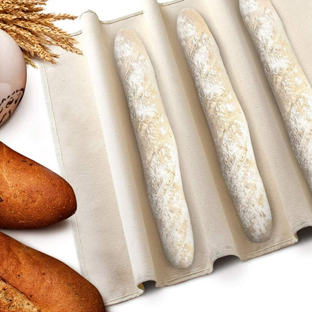 ShenMo 1pcs(45*75cm、coton chanvre)Toile de boulangerie, tissu en lin pour  la fermentation du pain, la cuisson de la pâte, plateau / tapis à  baguettes, accessoires de cuisine 