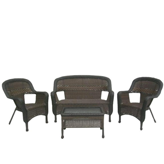 Northlight 4 Piece Chocolate Brown Resin Wicker Patio Furniture Set 50"