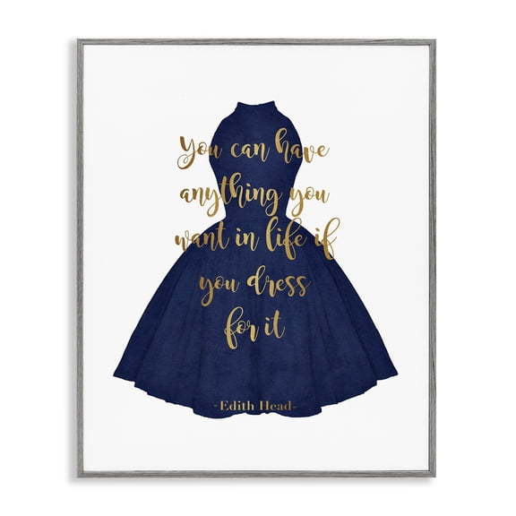 Stupell Industries Art Deco If You Dress For It Quote Blue Gown Fashion Gray Framed Giclee Art, 11 x 14, by Amanda Greenwood