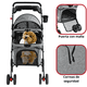 thumbnail image 3 of Carriola para Mascotas Cochecito para Perros y Gatos Pequeños - Medianos Ligera y Plegable con Freno Bandeja Portavasos - Gris, 3 of 6