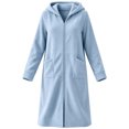 thumbnail image 4 of Qingpeng Womens Zip Up Long Robe Hooded Full Zip Sleepwear with Front Pockets Solid Color Warm Winter Lounge Gown, 4 of 7