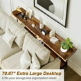 thumbnail image 5 of 70.9" Console Table with 2 Power Outlets & USB Ports, Rustic Industrial Sofa Table Behind Couch for Living Room, Narrow Entryway Hallway Long Bar Table, Brown, 5 of 12