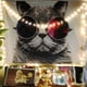 thumbnail image 1 of Papel tapiz de estilo nórdico digno de Instagram para dormitorios, con diseño de gafas de sol con temática de gato, tela fina cepillada, 100 x 70 cm., 1 of 3
