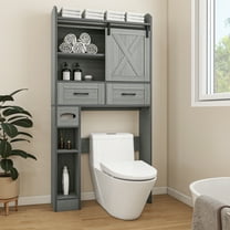 Uforic Over The Toilet Storage Cabinet,Bathroom Shelf Organizer with Storage Drawers,Toilet Paper Holder,and Adjustable Shelf