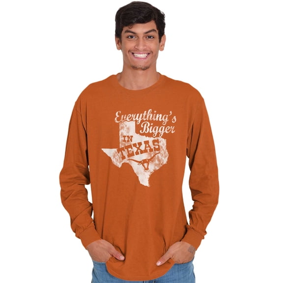 Texas Everything's Bigger State Shape Long Sleeve TShirt Men Women Brisco Brands S