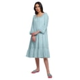 thumbnail image 2 of Moomaya Solid Long Sleeve Nightdress For Ladies Lace Neckline Nursing Nightwear, 2 of 6