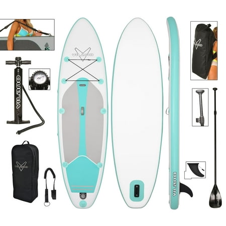 Standing Paddle Board - Vilano Journey Inflatable 10' SUP Stand up Paddle Board Kit, Includes Pump, Gauge, Paddle, Leash and Backpack