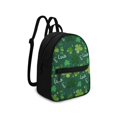 thumbnail image 2 of Eheartsgir St. Patrick's Small Backpack Featuring Clover Luck Print, Zipper Closure Polyester Mini Backpack for Women Daily Travel and Walking, 2 of 8