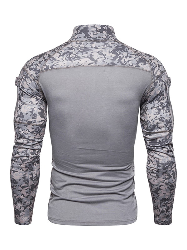Mens Camouflage Army Combat Tactical T-Shirt Long Sleeve Fitness Muscle Tee Tops 