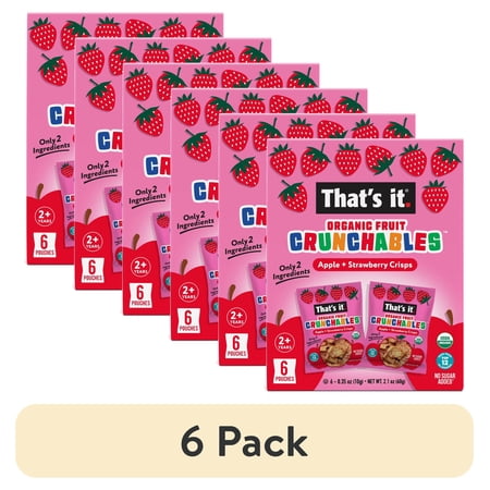 (6 pack) That's It. Crispy, Gluten-Free, Organic Apple + Strawberry Crunchables, 6 Count
