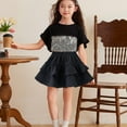 thumbnail image 3 of SERTG Girls Solid Color Tiered Skirt Elastic Waist Casual Everyday Fall Winter Soft Knit Flared Bottoms Dress for Kids(Black,13-14 Years), 3 of 4