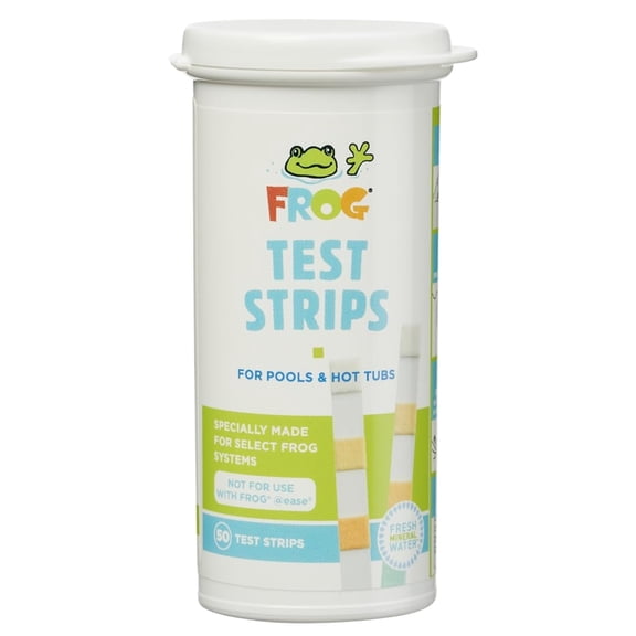 FROG Test Strips for Pools and Hot Tubs - Test Strip with Accurate Indicator for Free Chlorine or Bromine Levels, pH, Total Alkalinity and Total Hardness - Easy Water Testing - 50 Strips