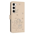 thumbnail image 3 of Flip Case for Samsung Galaxy S23 PU Leather Wallet Case with RFID Blocking Card Slot & Cash Pocket Magnetic Clasp Stand Function Cover Cat Patterned with Wrist Strap Phone Case,Beige, 3 of 10