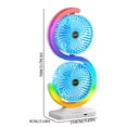 thumbnail image 4 of Double Head Desk Fan with Ambient Light Digital Display USB Rechargeable Portable Mini Fan Quiet Circulation for Home Office Bedroom by PALIFEUR, 4 of 10