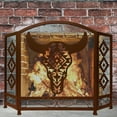 thumbnail image 4 of Three-Panel Foldable Fireplace Screen with Southwest Tribal Bull Skull Design, 4 of 6