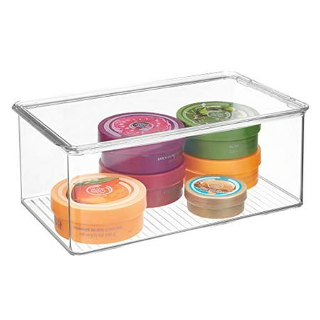 iDesign clarity Plastic Storage Box with Lid, Organizer container for ...