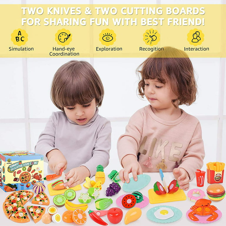 WoodenEdu Cutting Play Food Toy for Kids Kitchen,Wooden Pizza Set Pretend  Play Kitchen Accessories,Learning Toy Birthday Gifts for Boys Girls  Toddlers