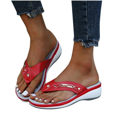 

Flip Flops Sandals for Women Dressy with Arch Support for Comfortable Walk Summer Wedge Sandal Slip On Platform Sandals Shoes