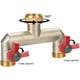 thumbnail image 2 of Distribuidor de agua de 2 vías para conectar dos dispositivos simultáneamente, 3/4" de latón niquelado con válvula de bola, regulador de caudal y bloqueable, 1 pieza, 2 of 5