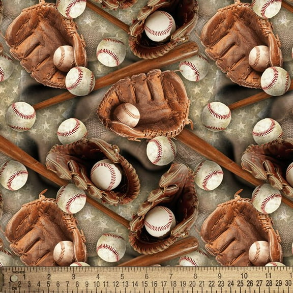 Baseball Stars Cotton Fabric