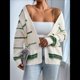 thumbnail image 5 of Suéter Cárdigan Extragrande con Hombros Caídos y Rayas de Colores para Mujer, Abierto Al Frente Verde XL, 5 of 8